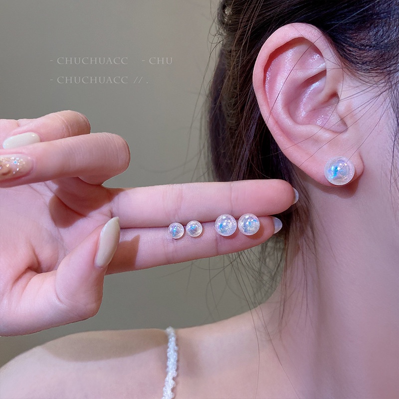 YEEZII Set Anting Stud Hypoallergenic Hias Mutiara Besar Kecil Warna Emas Untuk Wanita