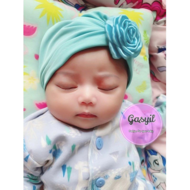 Turban Bayi Bunga Rose / ciput baby newborn