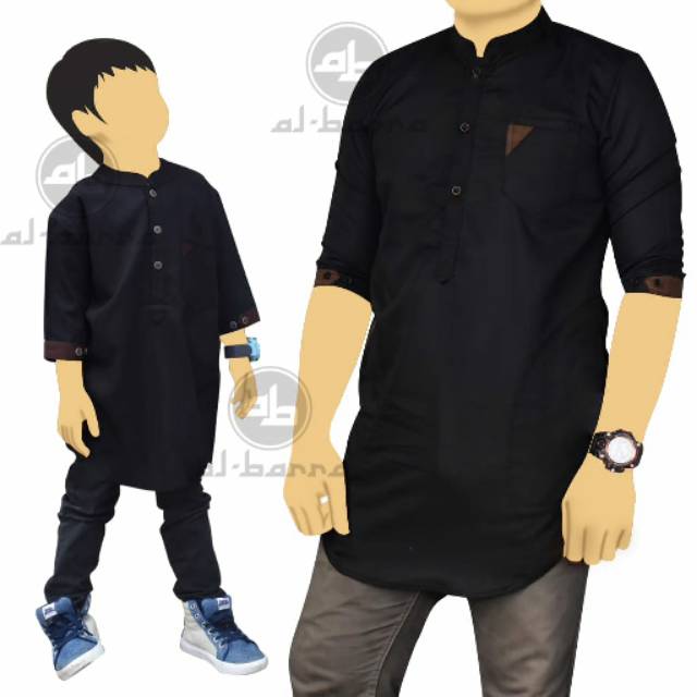 Koko cuople anak & ayah hitam / baju lebaran