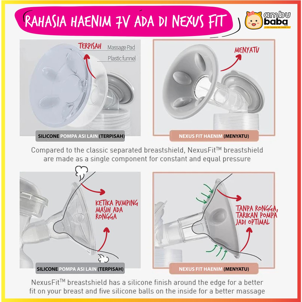 Haenim 7V Pompa Asi Elektrik Breast Pump Double Pump Rechargeable Portable Portabel