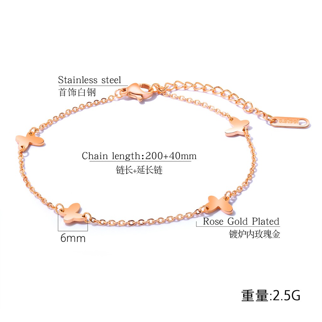 [ BEST SELLER ] Gelang Kaki Wanita Aksesoris Titanium Korea Cocok Hadiah GCK035 kupu kupu