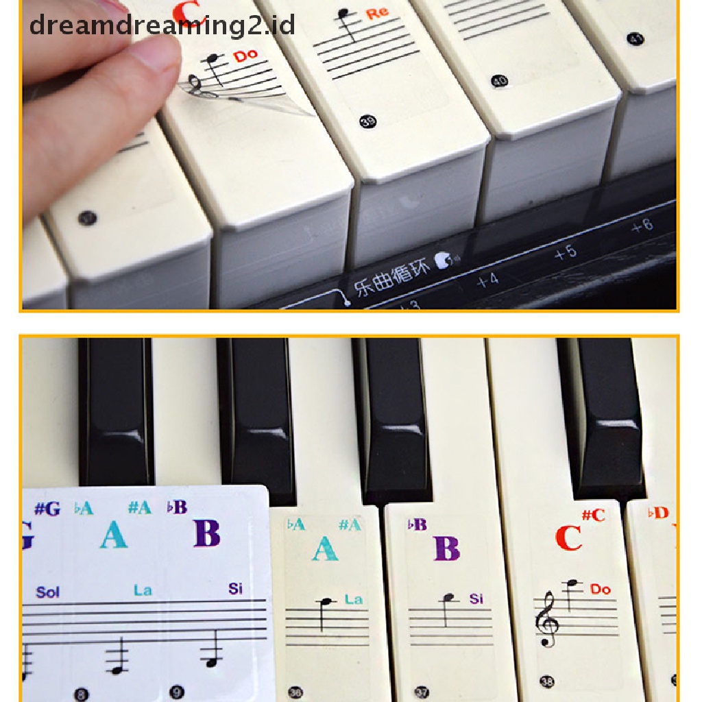 88 / 61 / 54 / 49 / 37 Kunci Stiker Tuts Piano Keyboard Transparan