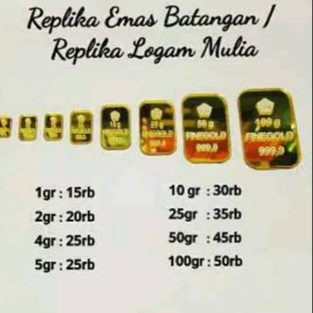 Replika emas batangan 50 gram bahan aklirik