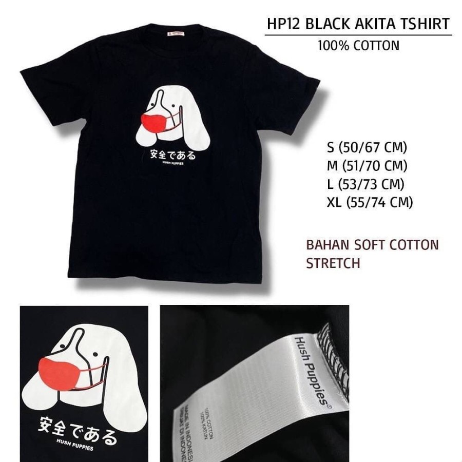 Baju Kaos Pria Murah HP12 Akita Tshirt 2 Warna Black Akita/Maroon Akita