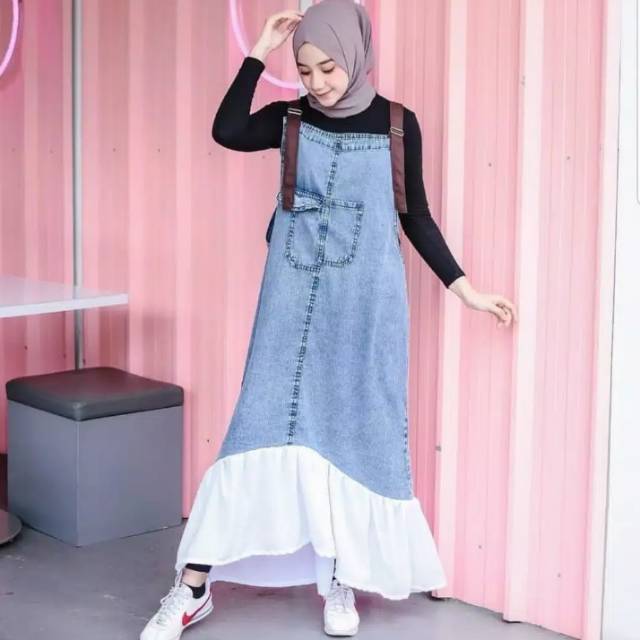 Zena overall zeni baju muslim anak remaja jeans