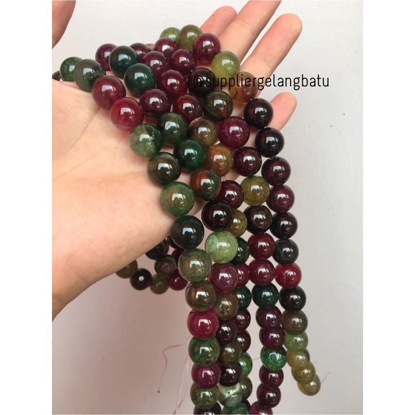 natural 14mm rainbow colour onyx ready stock pancawarna kilap serat aksesoris craft bahan supplier