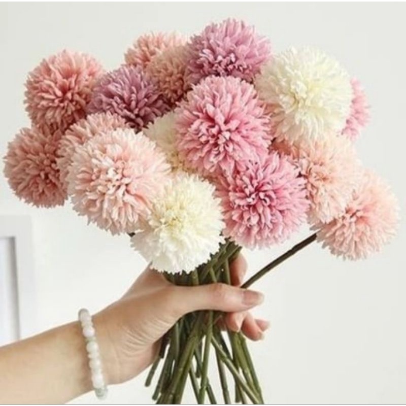 BUNGA HIAS DANDELION BUNGA POMPOM HORTENSIA BUNGA PLASTIK ARTIFICIAL DEKORASI BUNGA