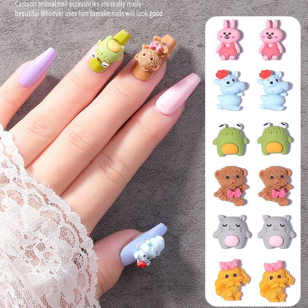 MXBEAUTY Charms Paku Lucu DIY Hiasan Kuku Desain Fashion Hewan Kelinci 3D Dekorasi Kuku