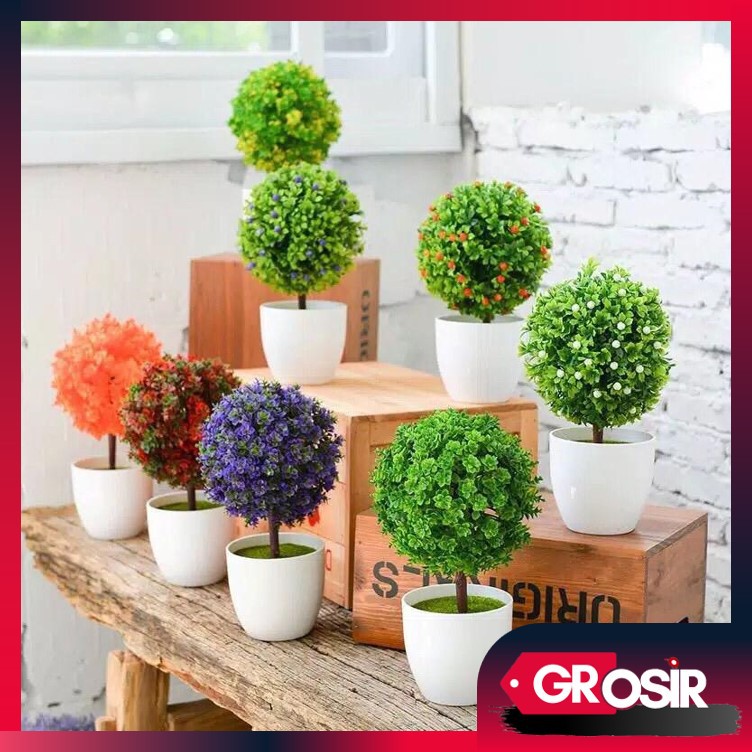 Grosir - 439 Ornamen Tanaman Pohon Bonsai Artificial Flower Decoration Pot Bunga Hias Dekorasi Meja