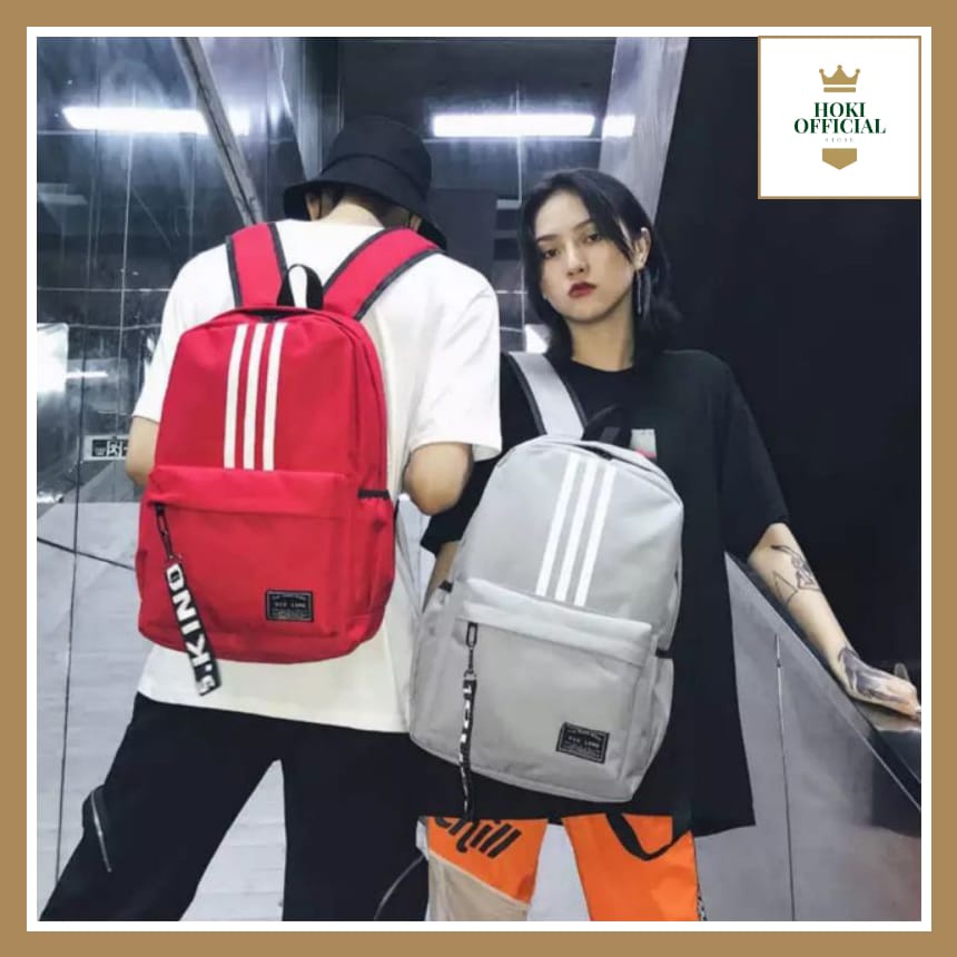 [COD] Ransel Pria Wanita Tas Sekolah Kapasitas Besar Backpack High Quality Murah Bahan Nilon Tas Unisex Warna Solid HokiOfficial