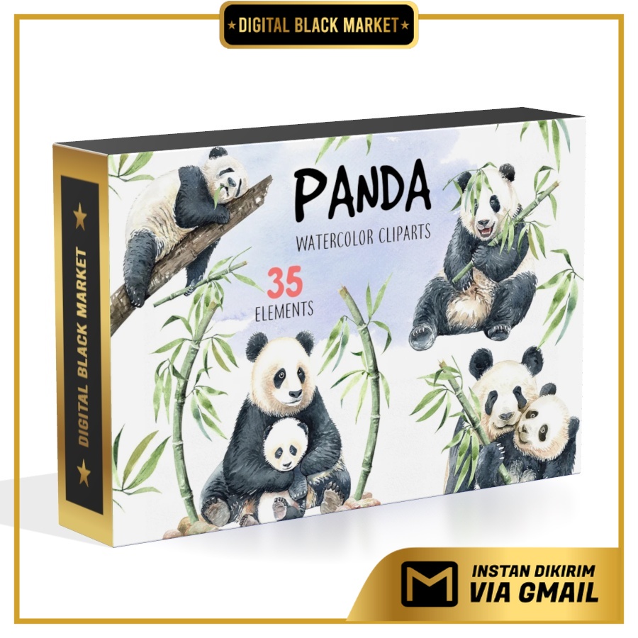 Panda Watercolor Animal Clip Art - Vector Designs