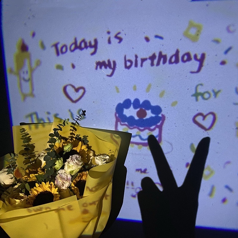 Happy birthday Projector Photo proyektor mini ulang tahun Pengakuan Kreatif Anak-anak techn huite