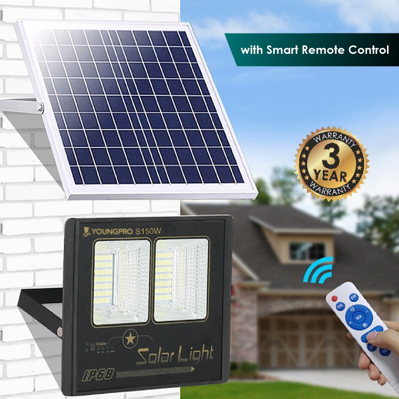 Youngpro S150D - Lampu LED Sorot Dinding Taman Hemat Energi Panel Solar 150 Watt Garansi 3 Tahun