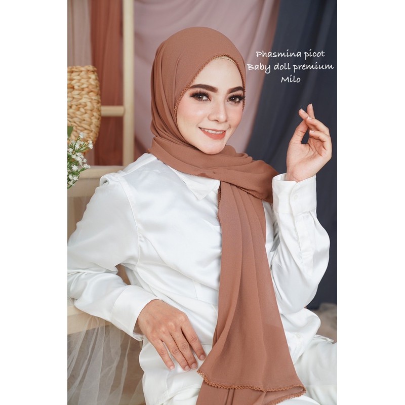 Pashmina Picot/Crocet/Eyelash Ceruty Baby Doll Premium