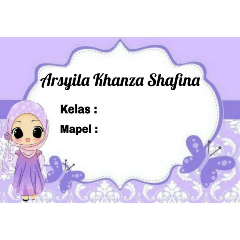 

(ISI 50 PCS) STICKER BUKU SEKOLAH MOTIF HIJAB UNGU