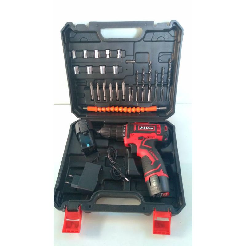 Bor Drill Bor Baterai Cordless JLD Tool 10mm 12V Bor Set