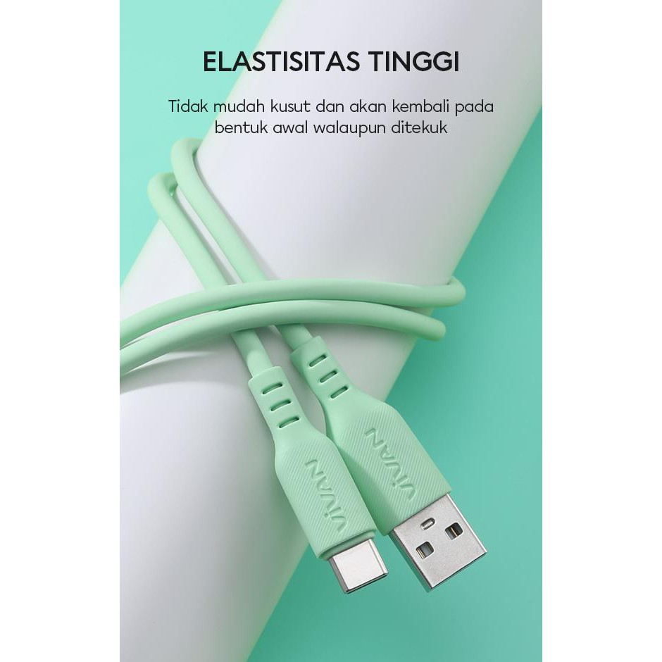 Vivan VSC100 2.4A Type C 5V 1m Silicon Full SR Coverage Quick Charge Data Cable