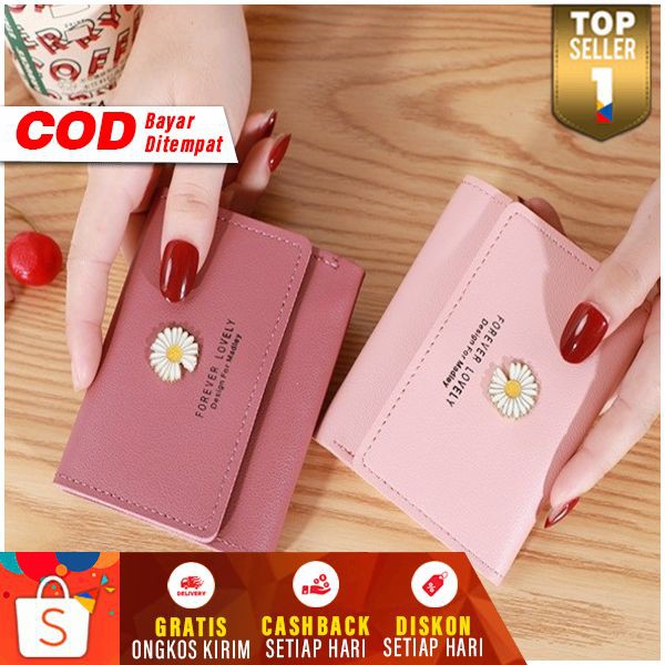 }WY² Dompet Pendek Wanita Lovely Daisy Women Wallet Murah Remaja Walet Lipat Cewek Branded Korea