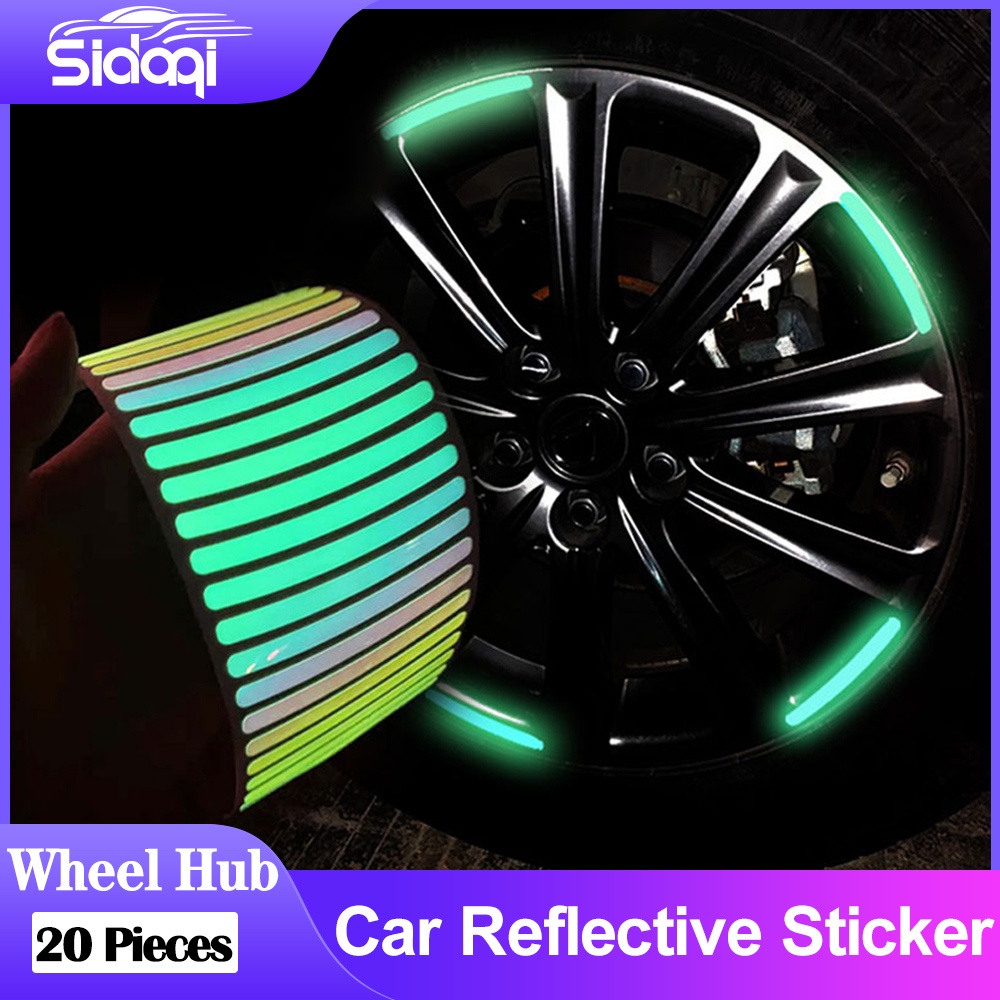 20pcs Stiker Reflektif Luminous Untuk Dekorasi Hub Velg Mobil