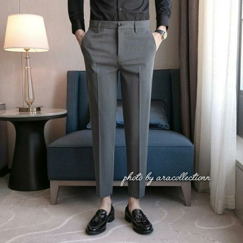 Celana Bahan Celana Panjang Chinos Ankle Pant Fashion Pria Korean Style Slimfit