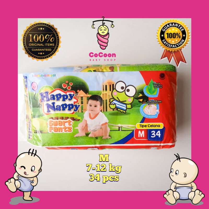 Popok Bayi Tipe Celana Happy Nappy Smart Pantz M34 M 34