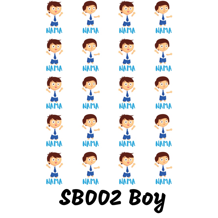 

Sticker Nama Cutting Label Waterproof Tahan Air Boy School 02 (SB002)