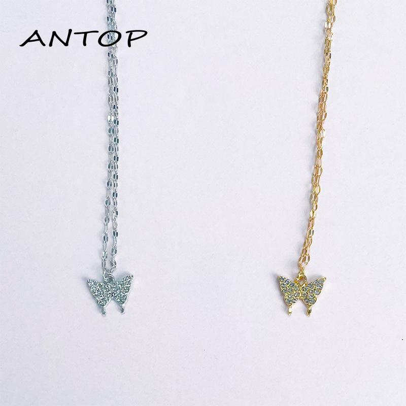 Kalung Rantai Liontin Kupukuputetesan Air Hias Zircon Untuk Wanita