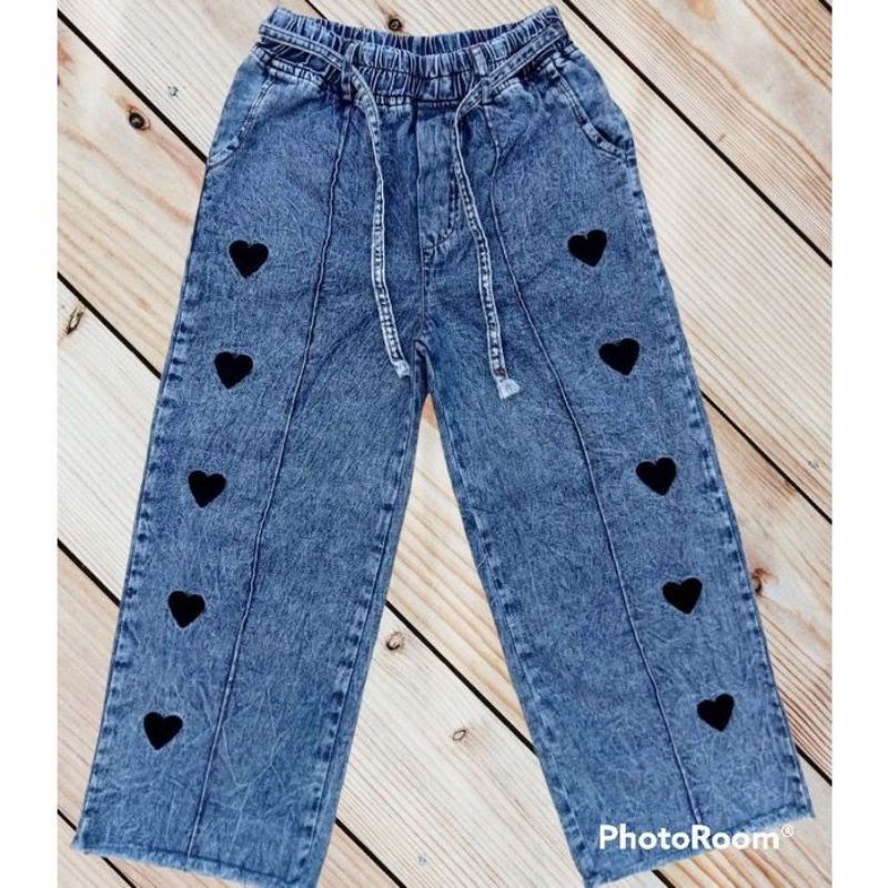 0kulot jeans anak love // kulot rawis anak motiv love // celana anak bordir love // celana kulot anak tanggung // celana kulot anak 7-16 tahun