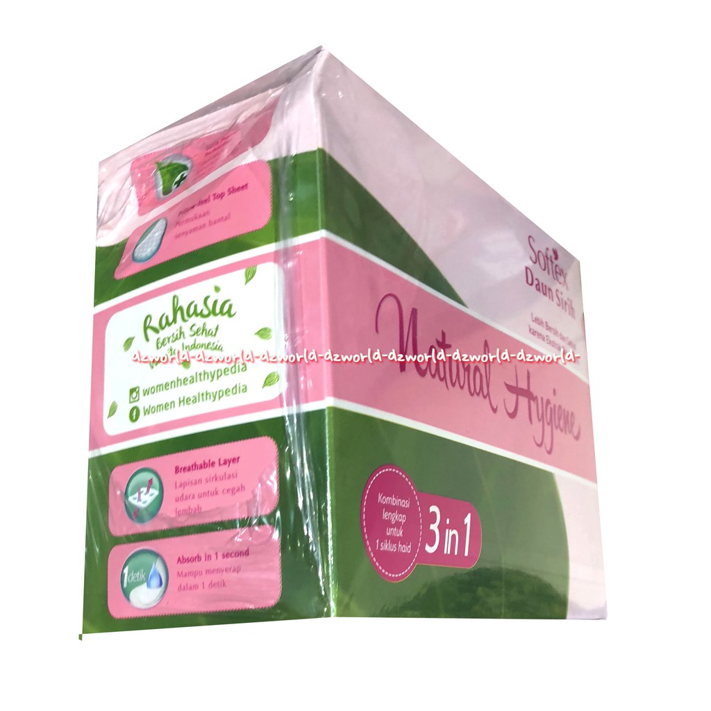 Softex Daun Sirih Natural Hygiene 3In1 16pads Pembalut Wanita Wing Dengan Sayap Softexx Kemasan Box Softek