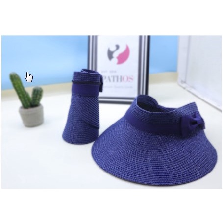 Topi Pantai Wanita Pita Bolong Musim Panas Summerhat Ponytail Straw Fashion Import Pathos