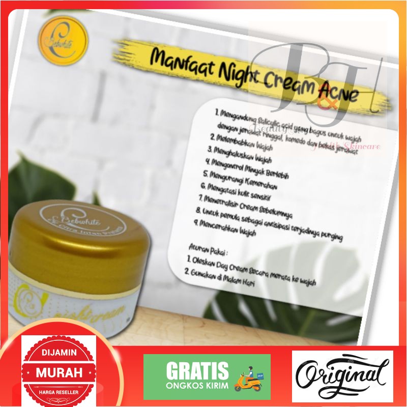 Nightcream acne / Bbc ecer / Night cream bebwhite c / ecer bebwhite c / cream malam