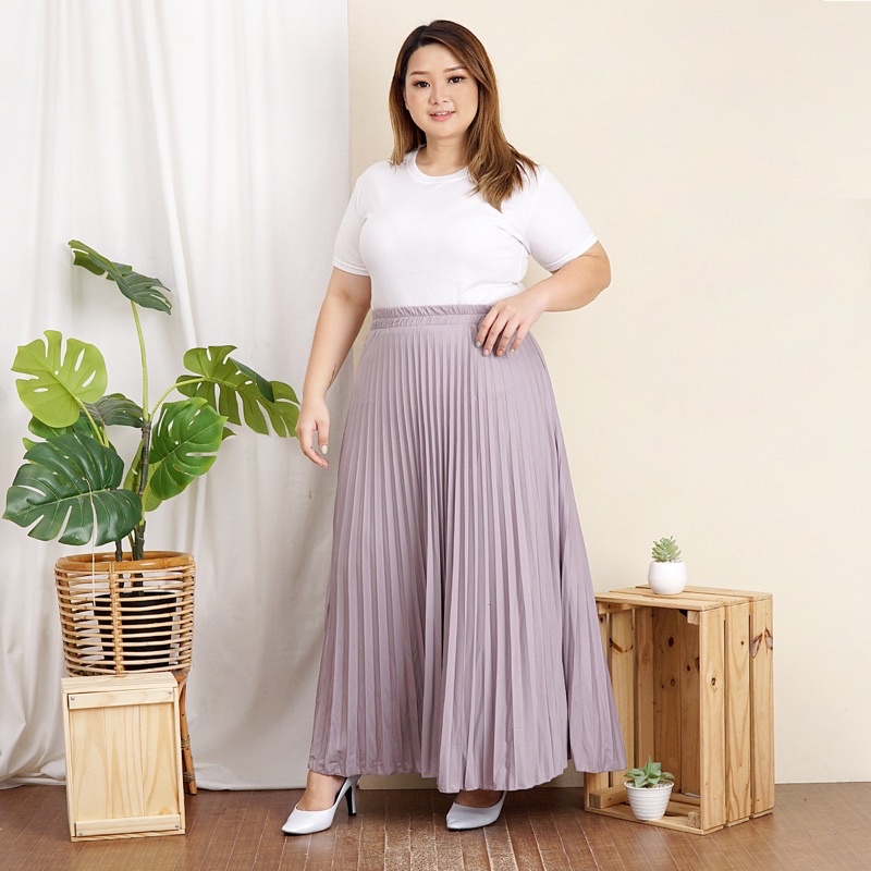 ROK PLISKET JUMBO XXL PAYUNG PLEATED SKIRT MURAH MUSLIM IBU ACARA POLOS ROK PANJANG PAYUNG MAYUNG-Violet