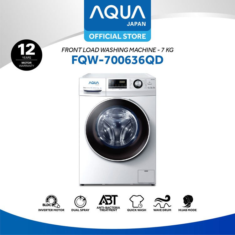 MESIN CUCI FRONT LOADING AQUA JAPAN FQW 7000636QD FQW 700636QD 7 KG