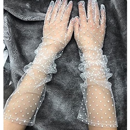 Sarung Tangan Renda Polka Dot Women Lace Polka Dot Gloves 8372