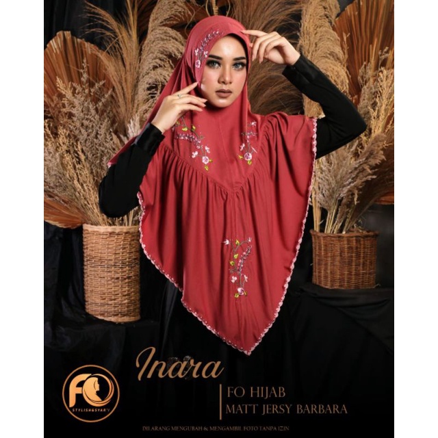 INARA ori FO Hijab Syar'i Khimar Instan Simple Soft pad Sulam