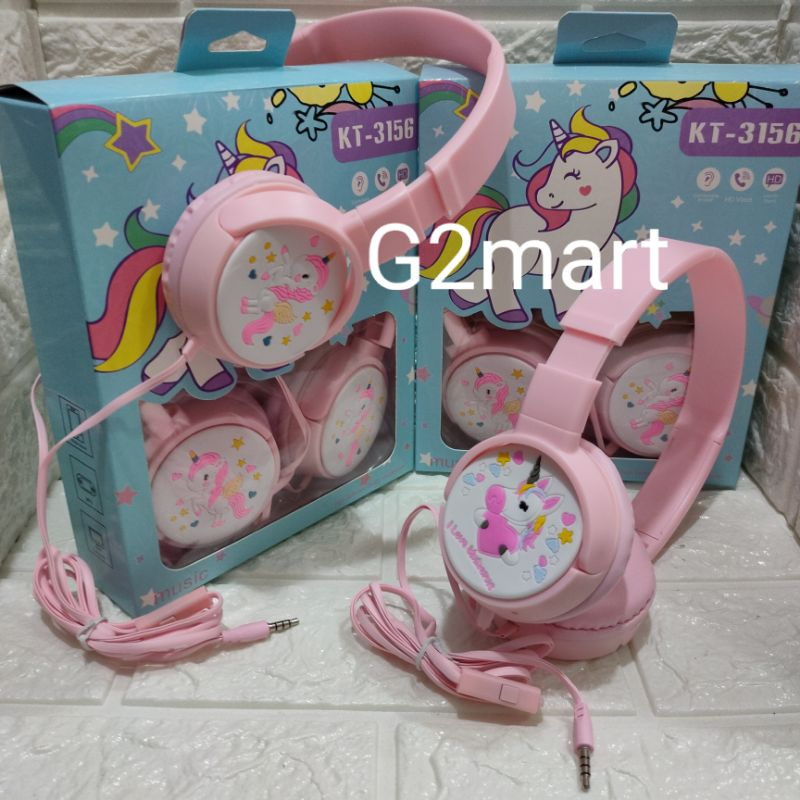 Headphone/headset UNICORN PINK antik headset gaming extra bass (online telpon music)