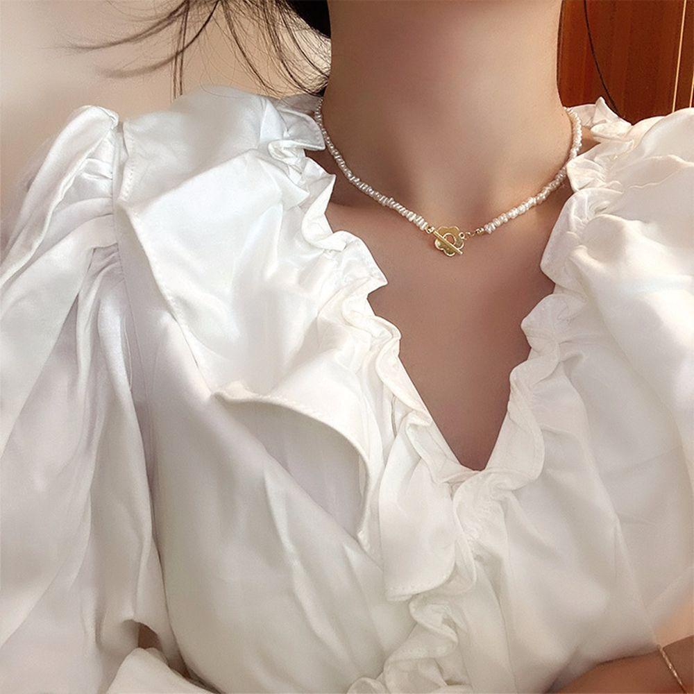 Mxbeauty Gaya Korea Kalung Elegan Geometris French Beads Gelang Retro Sederhana Perempuan Sweater Rantai