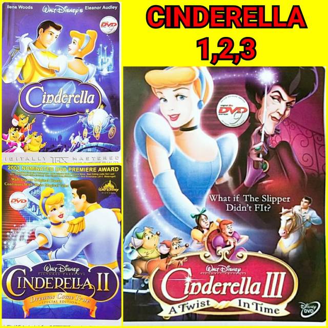 KASET DVD FILM ANAK ANK DISNEY CINDERELLA 1-3 LENGKAP 3 DISC DVD