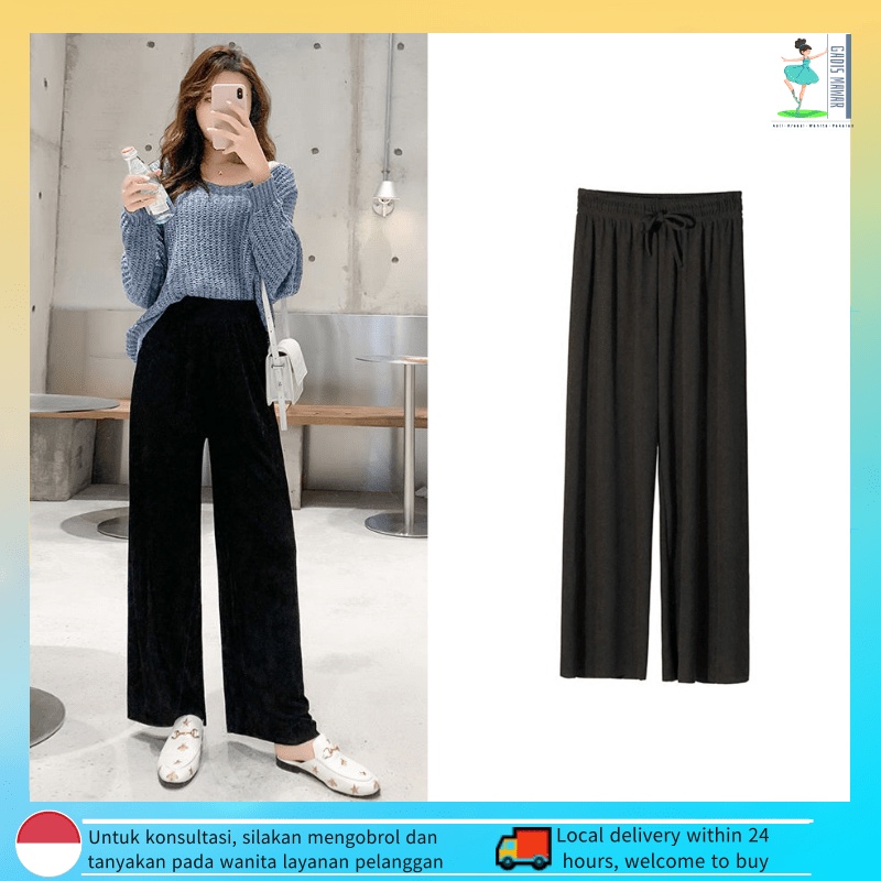 Long Pants Highwaist Wide Leg pants Celana Panjang Wanita