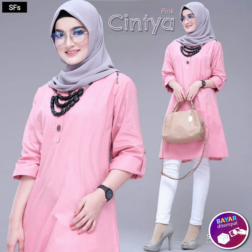 Baju Tunic Muslim Muslimah Cintya Tunik Panjang Atasan Wanita Murah