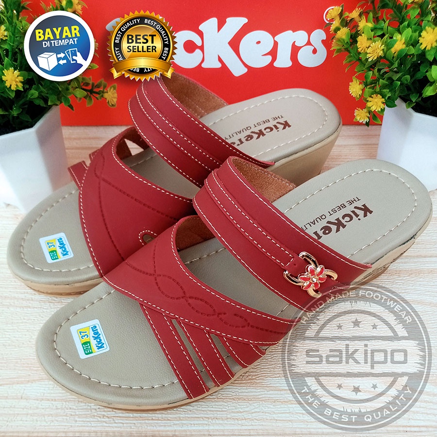 PROMO 8.8 !! SANDAL WANITA DEWASA SANDAL REMAJA WEDGES SLOP TERBARU TERMURAH NYAMAN DIPAKAI / SAKIPO-Ban2 Marun