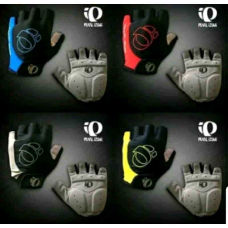 Glove gloves sarung tangan sepeda half finger motif pearl izumi. moke hitam merah biru kuning abu abu