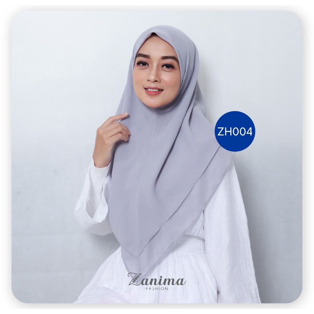 Jilbab Segi Empat Instan Double Layer Bahan Ceruti Babydoll - Zanima Grey