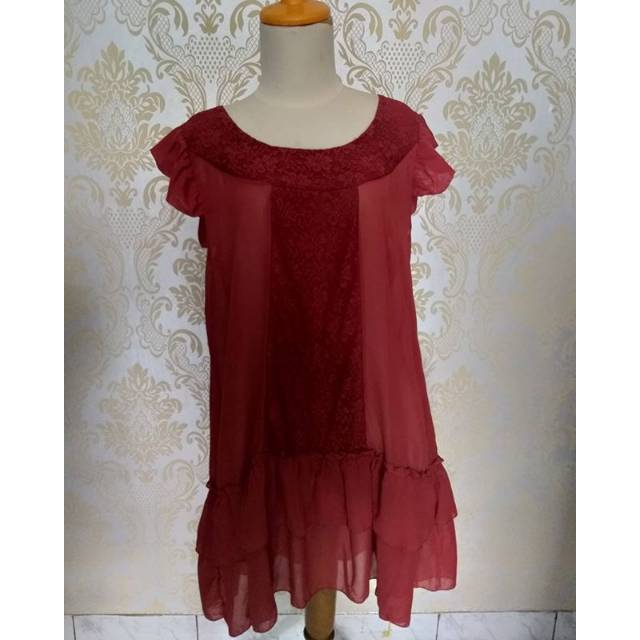 Dress ciffon merah bata