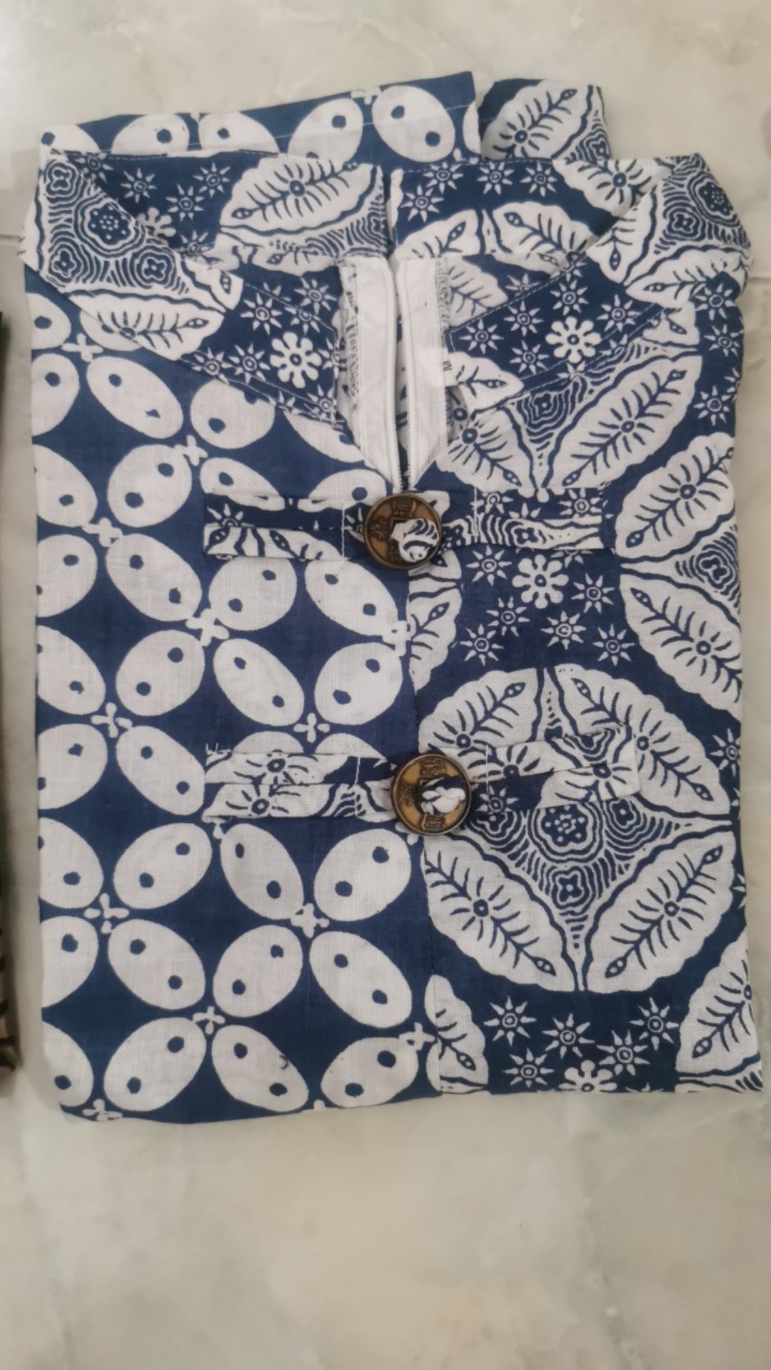 Atasan Batik Wanita Blouse Indigo Kawung S-m-l-xl-xxl-3l-4l-5l