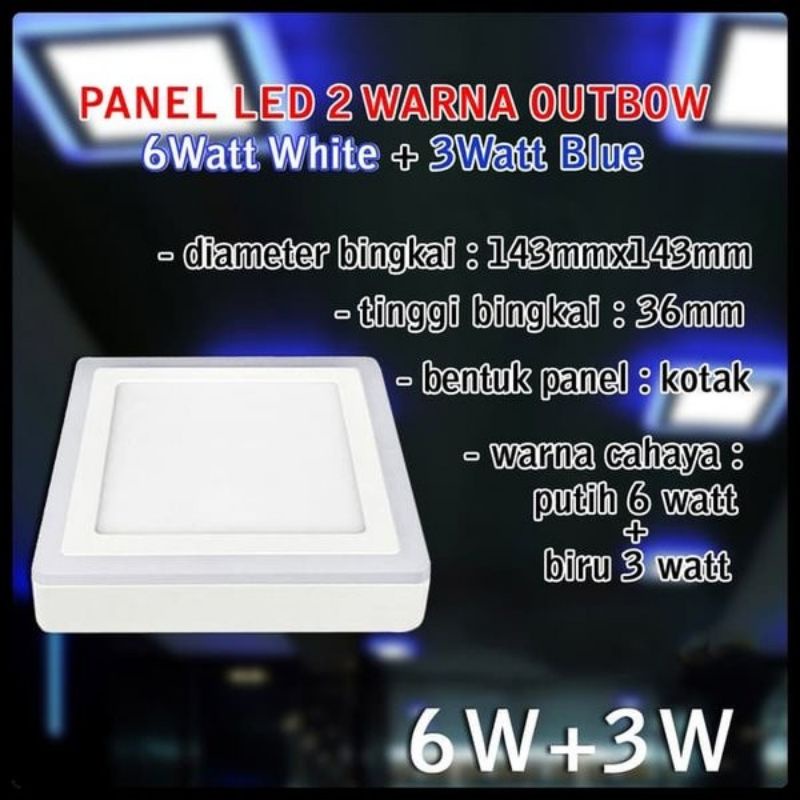 Lampu Downlight Outbow Putih Biru 18w 12w 6watt Kotak Bulat Dak cor plafon Hias 2 warna OB 18watt 12watt 6watt Lampu tempel