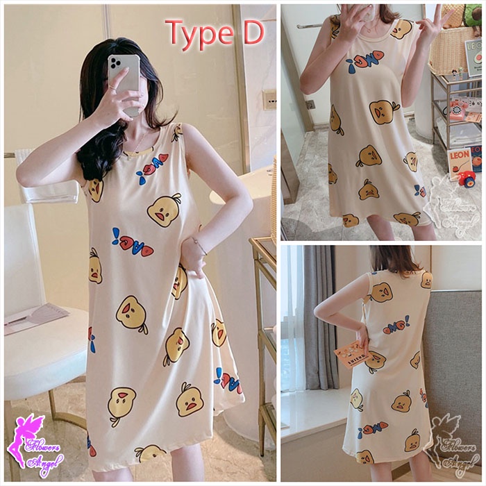 Daster Kaos Murah Tanpa Lengan Wanita Sexy Sleepwear-1