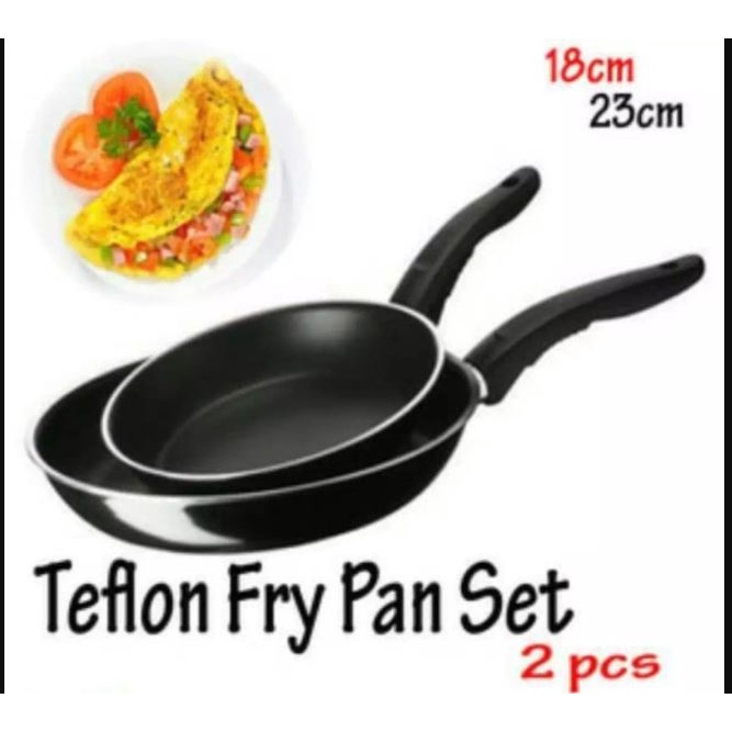 Teflon Set 2pcs 18cm dan 23cm Fry Pan Set Teflon Wajan Anti Lengket Teflon TG-10