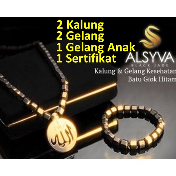 Alat kesehatan / Alsyva Black Jade Original 40 Kalung dan Gelang Alsyva