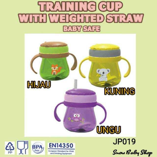 Baby Safe JP019 Botol Minum Sedotan dengan Bandul Pemberat Training Cup With Weighted Straw